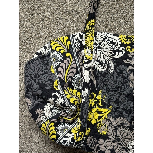 Vera Bradley Large Travel Duffel Bag Baroque Black Yellow Floral Quilt - Picture 10 of 16